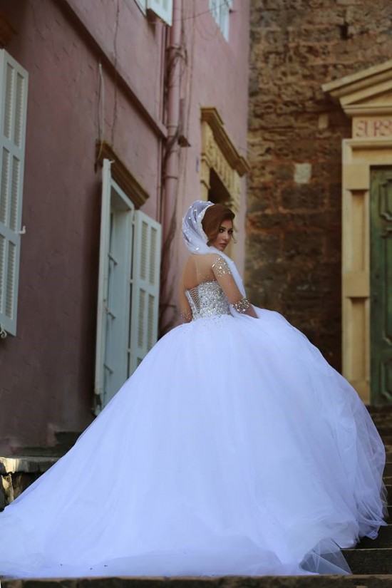 Long Sleeves Sheer Crystal Wedding Dresses Bridal Gowns 3030033 Long Sleeves Sheer Crystal Wedding Dresses Bridal Gowns 3030033