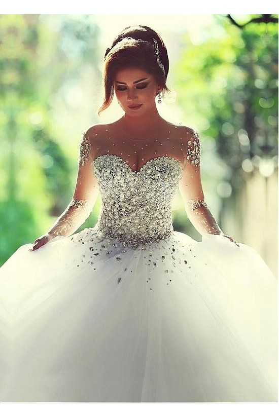Long Sleeves Sheer Crystal Wedding Dresses Bridal Gowns 3030033 Long Sleeves Sheer Crystal Wedding Dresses Bridal Gowns 3030033