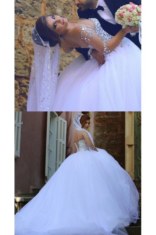 Long Sleeves Sheer Crystal Wedding Dresses Bridal Gowns 3030033 Long Sleeves Sheer Crystal Wedding Dresses Bridal Gowns 3030033