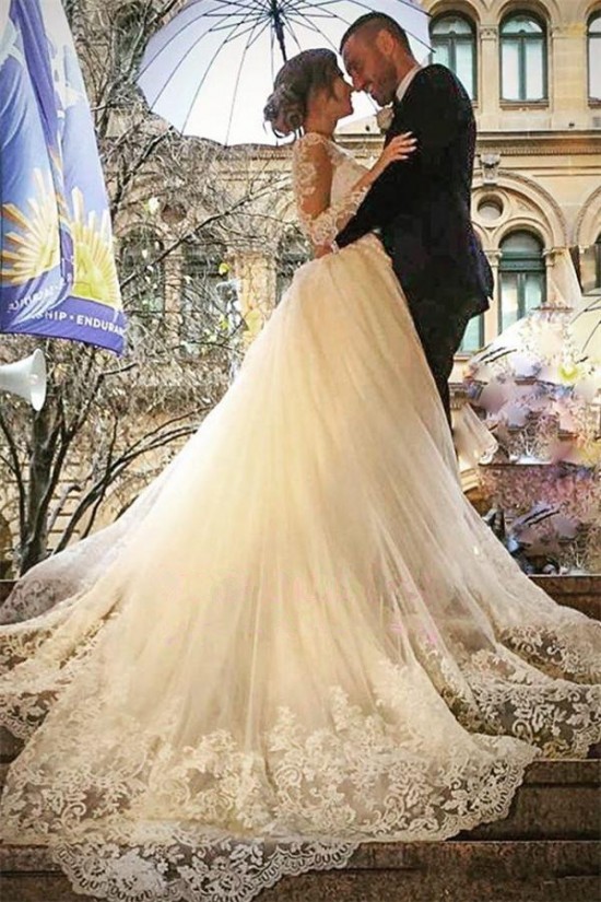 Long Sleeves V-Neck Lace Wedding Dresses Bridal Gowns 3030056 Long Sleeves V-Neck Lace Wedding Dresses Bridal Gowns 3030056