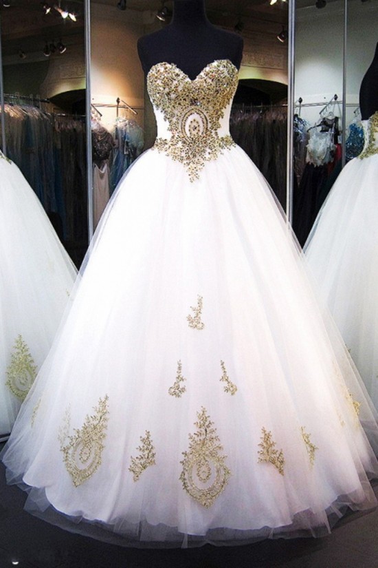 Ball Gown Sweetheart Gold Lace Appliques Wedding Dresses Bridal Gowns 3030065 Ball Gown Sweetheart Gold Lace Appliques Wedding Dresses Bridal Gowns 3030065