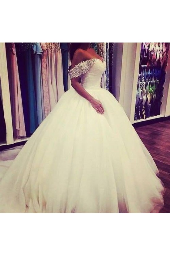 Ball Gown Off-the-Shoulder Beaded Tulle Wedding Dresses Bridal Gowns 3030082 Ball Gown Off-the-Shoulder Beaded Tulle Wedding Dresses Bridal Gowns 3030082