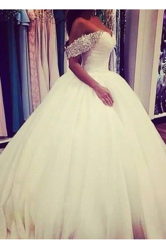 Ball Gown Off-the-Shoulder Beaded Tulle Wedding Dresses Bridal Gowns 3030082 Ball Gown Off-the-Shoulder Beaded Tulle Wedding Dresses Bridal Gowns 3030082