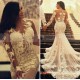 Long Sleeves Lace Sheer Mermaid Wedding Dresses Bridal Gowns 3030087 Long Sleeves Lace Sheer Mermaid Wedding Dresses Bridal Gowns 3030087