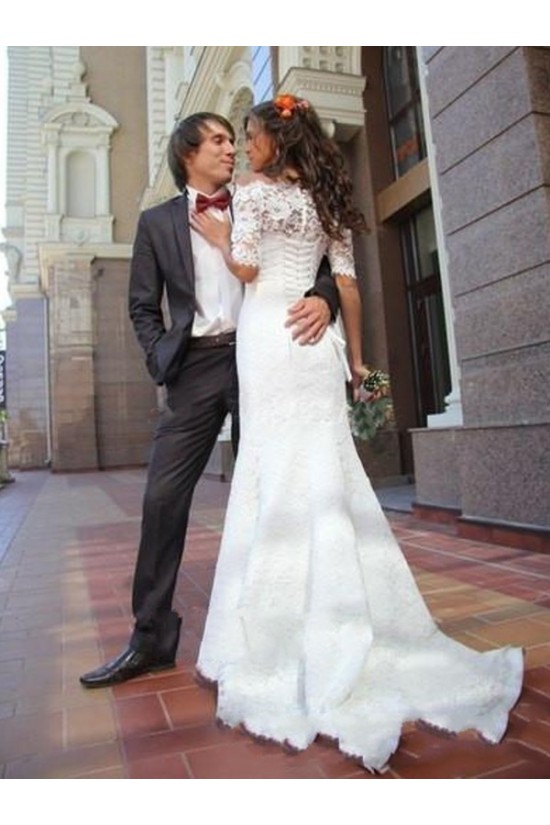 Lace Mermaid Off-the-Shoulder Short Sleeve Wedding Dresses Bridal Gowns 3030092 Lace Mermaid Off-the-Shoulder Short Sleeve Wedding Dresses Bridal Gowns 3030092