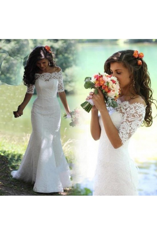 Lace Mermaid Off-the-Shoulder Short Sleeve Wedding Dresses Bridal Gowns 3030092 Lace Mermaid Off-the-Shoulder Short Sleeve Wedding Dresses Bridal Gowns 3030092