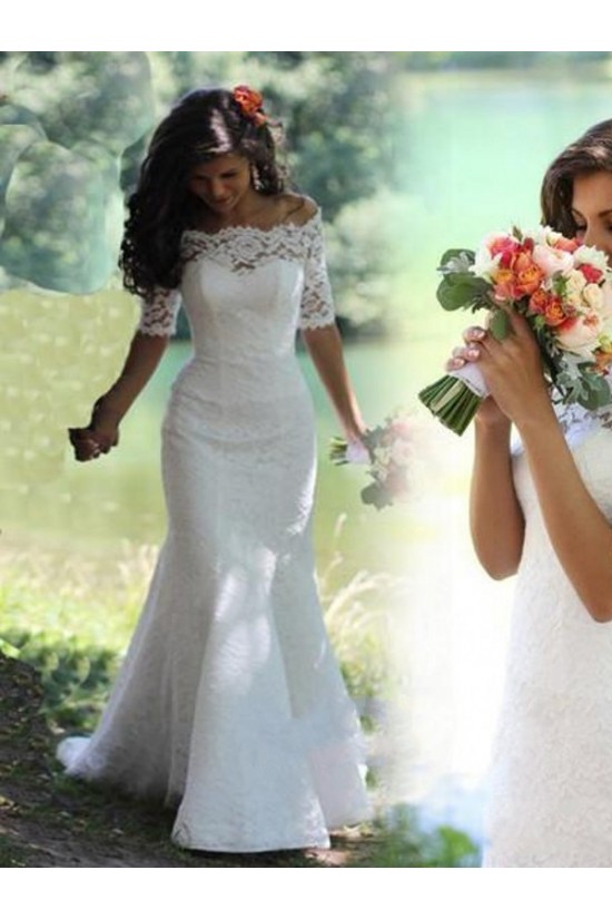 Lace Mermaid Off-the-Shoulder Short Sleeve Wedding Dresses Bridal Gowns 3030092 Lace Mermaid Off-the-Shoulder Short Sleeve Wedding Dresses Bridal Gowns 3030092