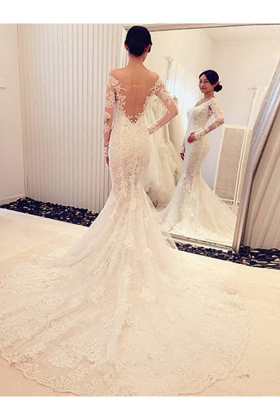 Mermaid Off-the-Shoulder Long Sleeves Lace Wedding Dresses Bridal Gowns 3030102 Mermaid Off-the-Shoulder Long Sleeves Lace Wedding Dresses Bridal Gowns 3030102