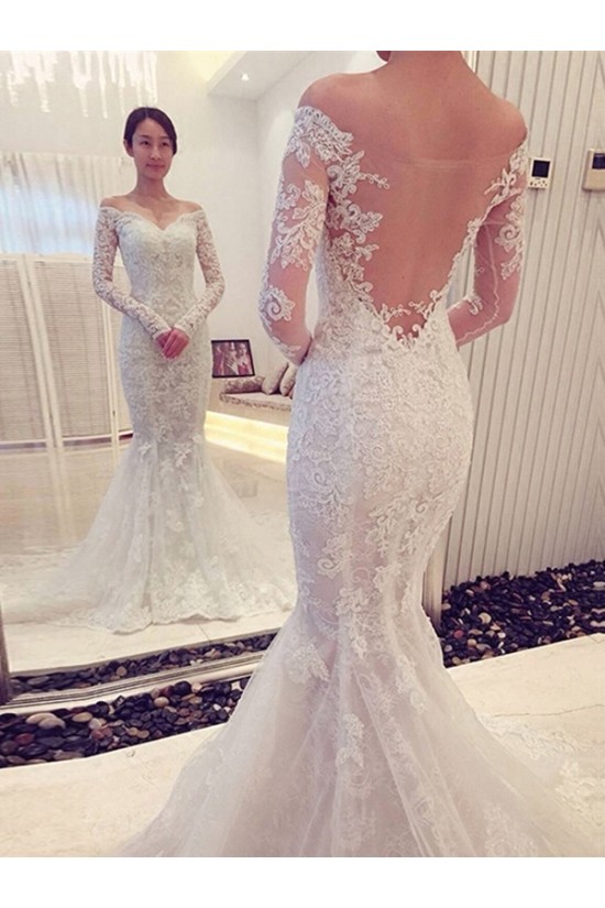 Mermaid Off-the-Shoulder Long Sleeves Lace Wedding Dresses Bridal Gowns 3030102 Mermaid Off-the-Shoulder Long Sleeves Lace Wedding Dresses Bridal Gowns 3030102