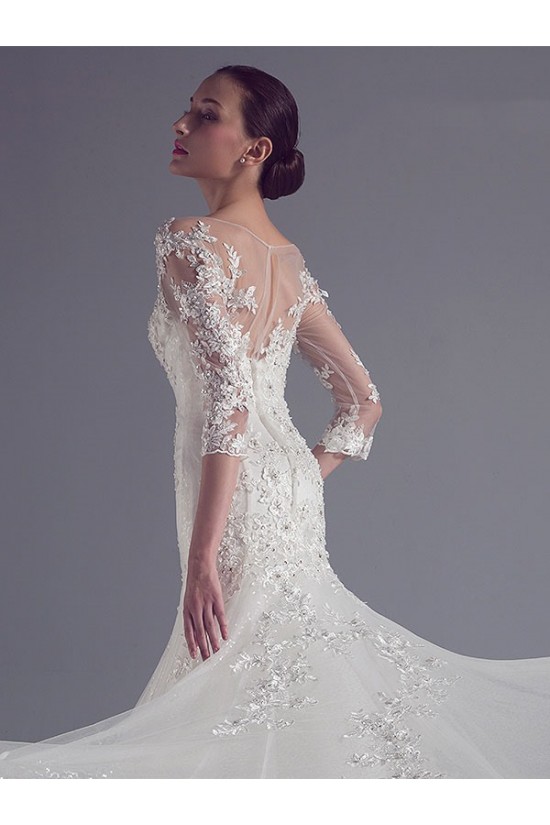 Mermaid 3/4 Length Sleeves Lace Wedding Dresses Bridal Gowns 3030104 Mermaid 3/4 Length Sleeves Lace Wedding Dresses Bridal Gowns 3030104