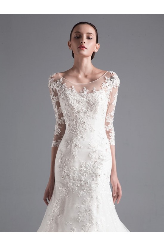 Mermaid 3/4 Length Sleeves Lace Wedding Dresses Bridal Gowns 3030104 Mermaid 3/4 Length Sleeves Lace Wedding Dresses Bridal Gowns 3030104