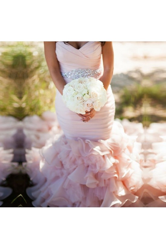 Mermaid Sweetheart Pink Beaded Waist Wedding Dresses Bridal Gowns 3030105 Mermaid Sweetheart Pink Beaded Waist Wedding Dresses Bridal Gowns 3030105