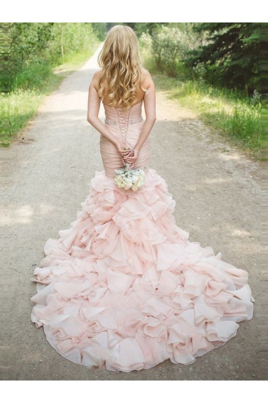 Mermaid Sweetheart Pink Beaded Waist Wedding Dresses Bridal Gowns 3030105 Mermaid Sweetheart Pink Beaded Waist Wedding Dresses Bridal Gowns 3030105