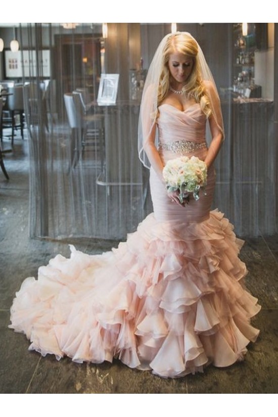 Mermaid Sweetheart Pink Beaded Waist Wedding Dresses Bridal Gowns 3030105 Mermaid Sweetheart Pink Beaded Waist Wedding Dresses Bridal Gowns 3030105