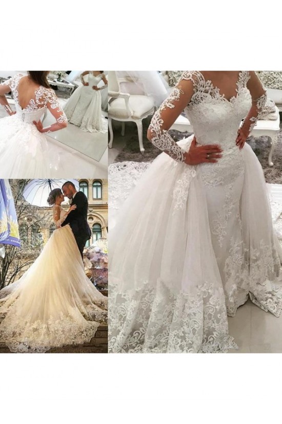 Long Sleeves V-Neck Lace Wedding Dresses Bridal Gowns 3030107 Long Sleeves V-Neck Lace Wedding Dresses Bridal Gowns 3030107