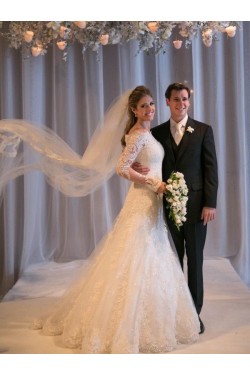 Long Sleeves Off-the-Shoulder Lace Wedding Dresses Bridal Gowns 3030110