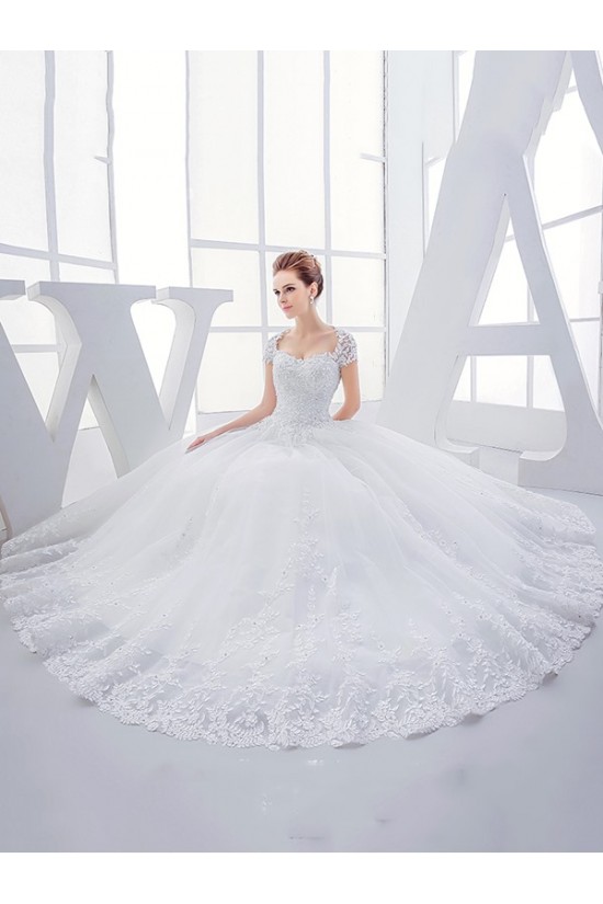 Lace Ball Gown Keyhole Back Sparkly Wedding Dresses Bridal Gowns 3030116