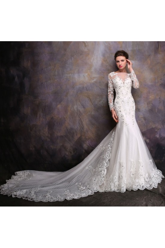 Long Sleeves Crystal Mermaid Lace Wedding Dresses Bridal Gowns 3030165 Long Sleeves Crystal Mermaid Lace Wedding Dresses Bridal Gowns 3030165