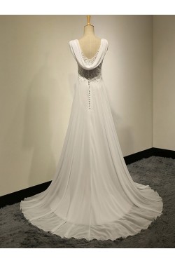 A-Line V-Neck Lace Chiffon Wedding Dresses Bridal Gowns 3030188