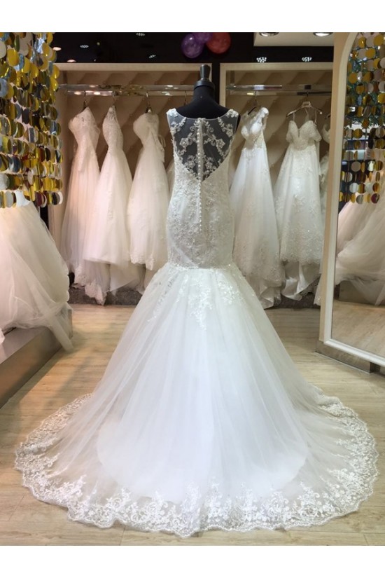 Mermaid Lace Illusion Neckline Wedding Dresses Bridal Gowns 3030189 Mermaid Lace Illusion Neckline Wedding Dresses Bridal Gowns 3030189