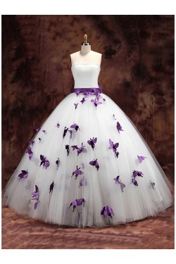 Ball Gown Strapless Purple White Wedding Dresses Bridal Gowns 3030192