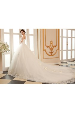 Ball Gown Strapless Lace Crystal Wedding Dresses Bridal Gowns 3030197