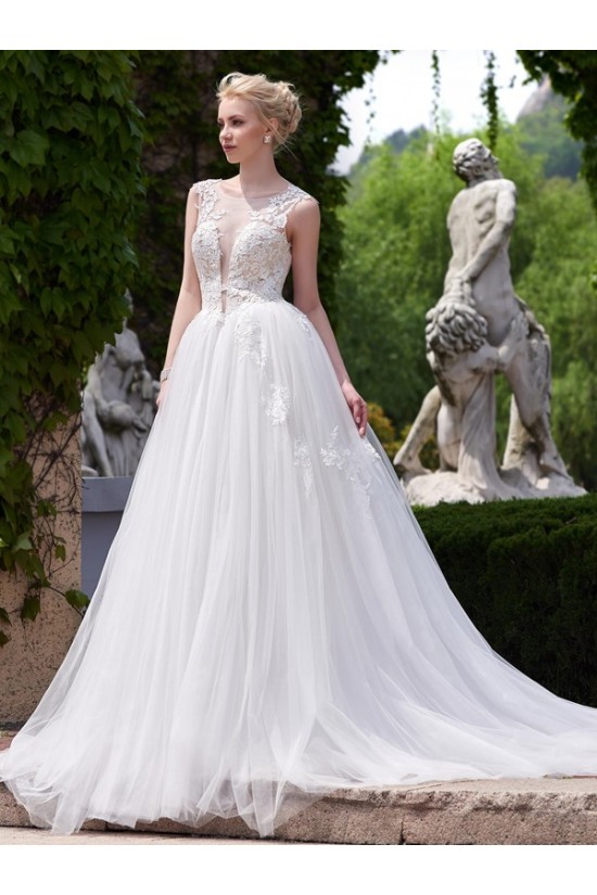 Lace Tulle Sheer Wedding Dresses Bridal Gowns 3030198