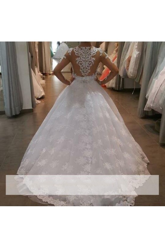 Long Sleeves Illusion Neckline Lace Wedding Dresses Bridal Gowns 3030215 Long Sleeves Illusion Neckline Lace Wedding Dresses Bridal Gowns 3030215
