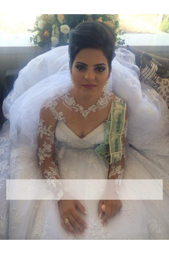 Long Sleeves Illusion Neckline Lace Wedding Dresses Bridal Gowns 3030215 Long Sleeves Illusion Neckline Lace Wedding Dresses Bridal Gowns 3030215