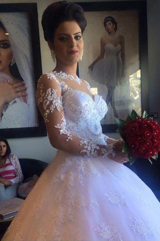 Long Sleeves Illusion Neckline Lace Wedding Dresses Bridal Gowns 3030215 Long Sleeves Illusion Neckline Lace Wedding Dresses Bridal Gowns 3030215