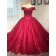Red Off-the-Shoulder Lace Wedding Dresses Bridal Gowns 3030218