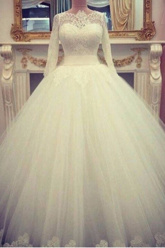 Lace Ball Gown 3/4 Length Sleeves Wedding Dresses Bridal Gowns 3030220 Lace Ball Gown 3/4 Length Sleeves Wedding Dresses Bridal Gowns 3030220