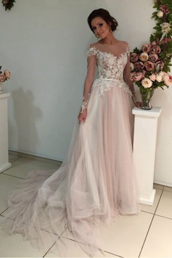 Long Sleeves Lace Sheer Wedding Dresses Bridal Gowns 3030223 Long Sleeves Lace Sheer Wedding Dresses Bridal Gowns 3030223