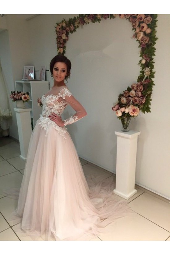 Long Sleeves Lace Sheer Wedding Dresses Bridal Gowns 3030223 Long Sleeves Lace Sheer Wedding Dresses Bridal Gowns 3030223