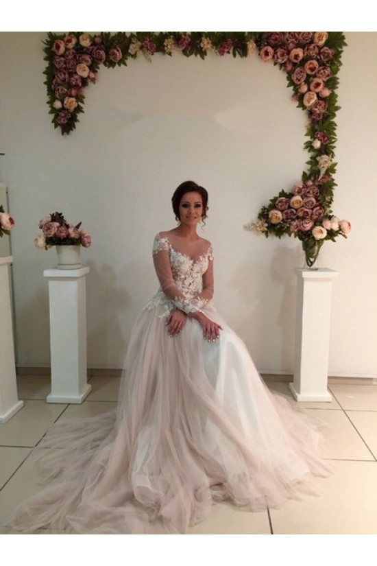 Long Sleeves Lace Sheer Wedding Dresses Bridal Gowns 3030223 Long Sleeves Lace Sheer Wedding Dresses Bridal Gowns 3030223