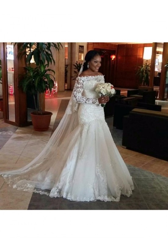 Long Sleeves Off-the-Shoulder Mermaid Wedding Dresses Bridal Gowns 3030224 Long Sleeves Off-the-Shoulder Mermaid Wedding Dresses Bridal Gowns 3030224