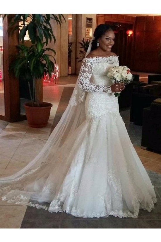 Long Sleeves Off-the-Shoulder Mermaid Wedding Dresses Bridal Gowns 3030224 Long Sleeves Off-the-Shoulder Mermaid Wedding Dresses Bridal Gowns 3030224