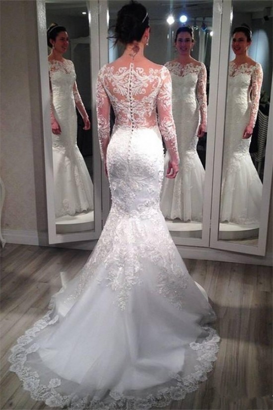Long Sleeves Lace Mermaid Wedding Dresses Bridal Gowns 3030244 Long Sleeves Lace Mermaid Wedding Dresses Bridal Gowns 3030244