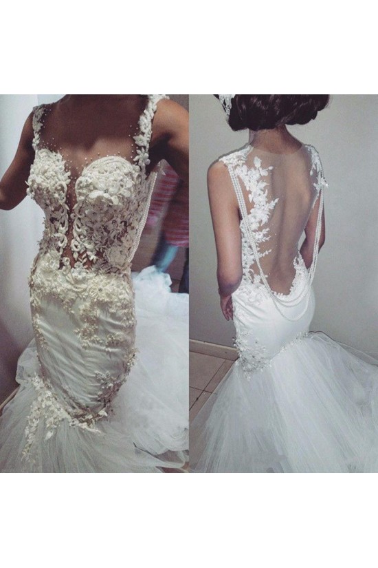 Lace Mermaid Sheer Wedding Dresses Bridal Gowns 3030254 Lace Mermaid Sheer Wedding Dresses Bridal Gowns 3030254