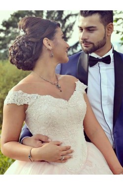 Ball Gown Off-the-Shoulder Lace Tulle Wedding Dresses Bridal Gowns 3030259