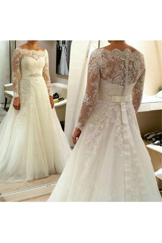 A-Line Long Sleeves Lace Off the Shoulder Wedding Dresses Bridal Gowns 3030263 A-Line Long Sleeves Lace Off the Shoulder Wedding Dresses Bridal Gowns 3030263