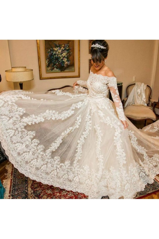 A-Line Long Sleeves Lace Off the Shoulder Wedding Dresses Bridal Gowns 3030265 A-Line Long Sleeves Lace Off the Shoulder Wedding Dresses Bridal Gowns 3030265
