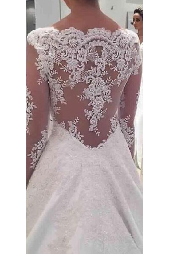 A-Line Long Sleeves Lace Wedding Dresses Bridal Gowns 3030273