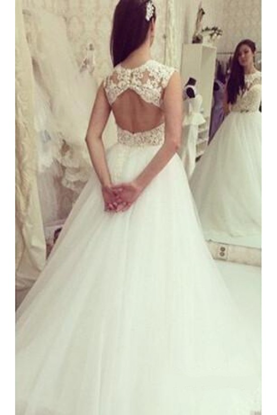 A-Line Lace Tulle Sleeveless Wedding Dresses Bridal Gowns 3030288 A-Line Lace Tulle Sleeveless Wedding Dresses Bridal Gowns 3030288