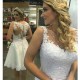 A-Line Short Illusion Neckline Lace Wedding Dresses Bridal Gowns 3030290