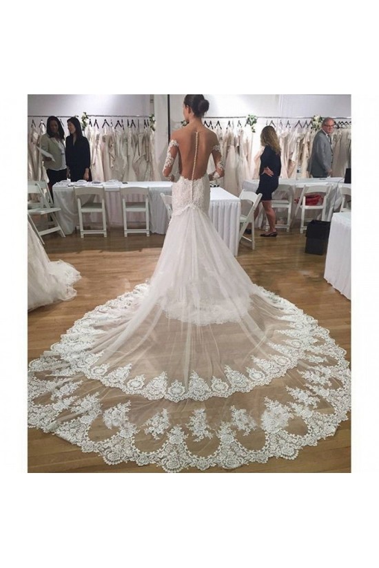 Long Sleeves Lace Mermaid Illusion Bodice Wedding Dresses Bridal Gowns 3030293 Long Sleeves Lace Mermaid Illusion Bodice Wedding Dresses Bridal Gowns 3030293