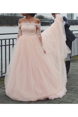 Long Sleeves Off-the-Shoulder Lace Wedding Dresses Bridal Gowns 3030305