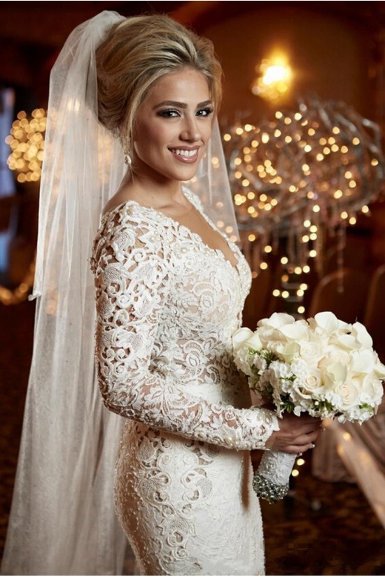 Sexy Mermaid Long Sleeves Lace Wedding Dresses Bridal Gowns 3030321 Sexy Mermaid Long Sleeves Lace Wedding Dresses Bridal Gowns 3030321
